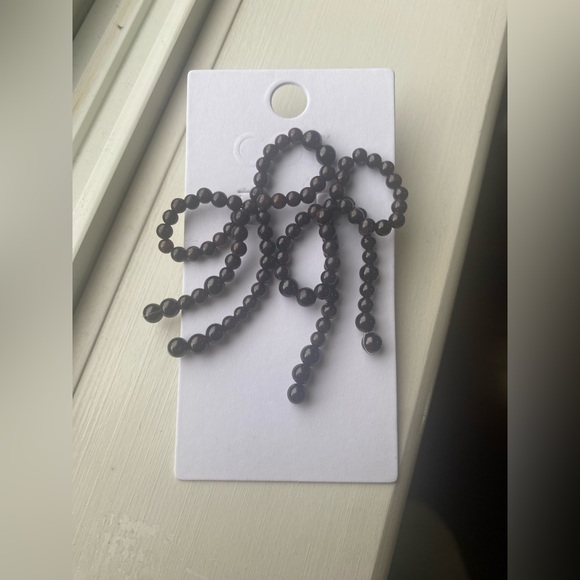 New COS Garnet Bow Beaded Earrings - Picture 5 of 10